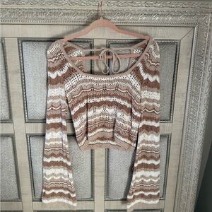 New Hollister Crochet Boho Striped Knit Cropped Top Medium